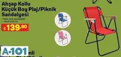 AHŞAP KOLLU KÜÇÜK BOY PLAJ/PİKNİK SANDALYESİ